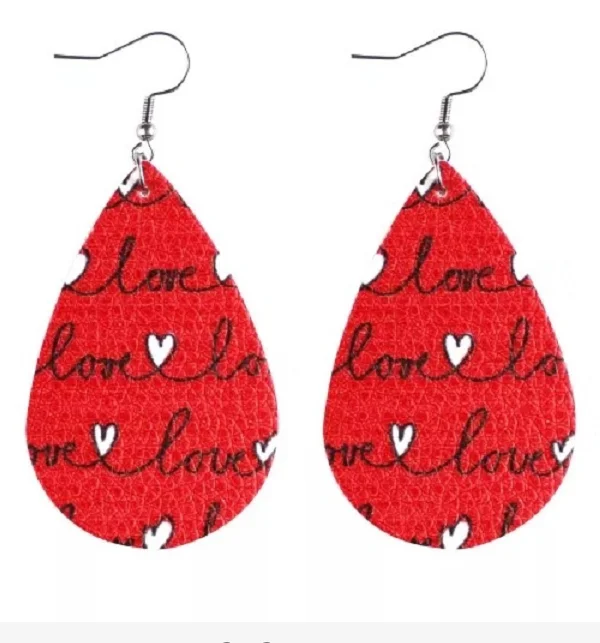 2019 love Heart Faux Leather Earrings for woman Cute Creative Earring wholesale | Украшения и аксессуары