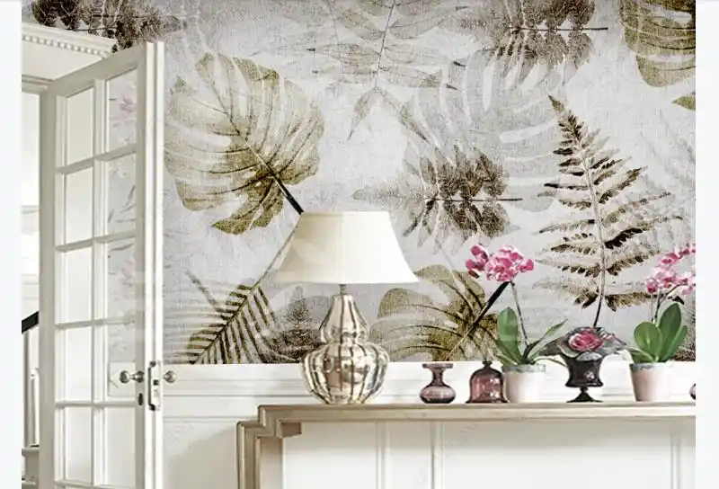 Europeo Mano Pintura Mural Papel Tapiz Abstracto Plantas