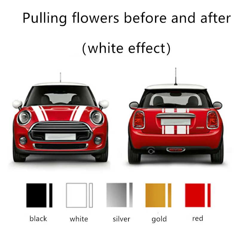 Автомобильный стиль наклейка на капот Наклейки в полоску для MINI Cooper S One Countryman, Clubman R55 R56 R60 R61 F54 F55 F56 F60 аксессуары