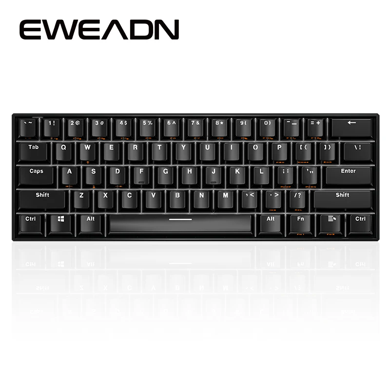

EWEADN 61 Keys Portable Rechargeable Mechanical Keyboard 5.0 Bluetooth Wireless/Wired Dual Mode for PC Computer Phone ï¼ˆBlackï¼‰