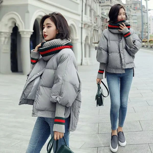 

Amoy Supply of Goods Women's Short Winter New Style Knitted Scarf Korean-style down Coat Thick Short-height down Feather Cotton-