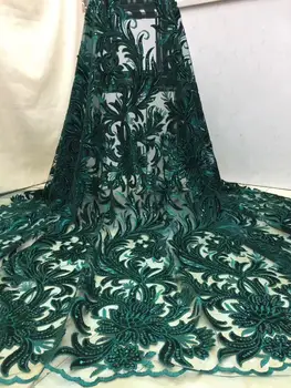 

New African Velvet Lace Fabric With Sequins Nigerian French Velvet Lace Fabric High Quality Sequined Velvet For Wedding Dress
