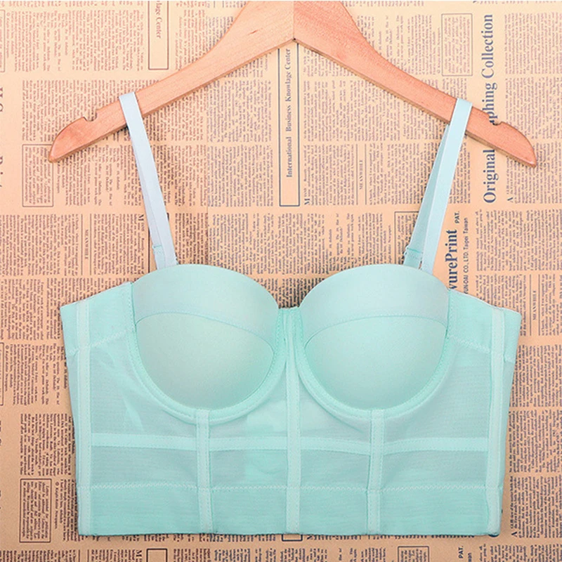 Women Corset Crop Tops Sexy See Through Mesh Bustier Gothic Black Red Corsage White Bodice Fashion Outfits Corsage