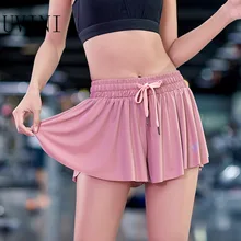 Быстросохнущие спортивные беговые шорты женские свободные широкий пояс фитнес-шорты на шнуровке с низкой талией спортивные шорты для бега