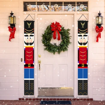 

Soldier Model Nutcracker Banners For Christmas Outdoor Decorations Oxford Cloth Banner Hanging Home Party Decor
