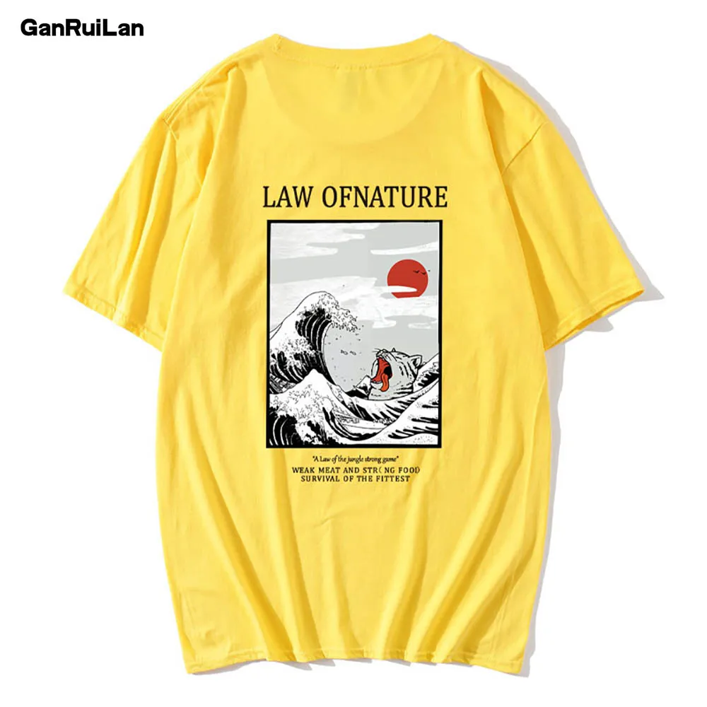 

Japanese Ukiyo Cat Wave Printed Streetwear T Shirts Summer Mens Hip Hop Casual Short Sleeve Tops Tees 2020 New Male Tshirts
