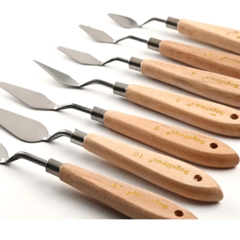 Stainless Steel Palette Scraper Knife Various Sizes Draw Spatula Flexible Blades For Watercolor Oil Gouache Artist Paint Tool painting scraper