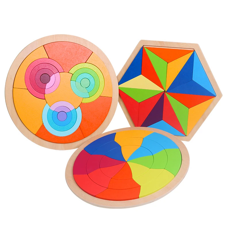 hot sale Colorful Wooden Puzzles Tangram Board Brain Puzzles Children Wooden Toys Preschool Magination Educational Kids Toy