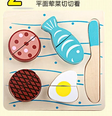  Wooden Flat Fruit Cutting Hand Jigsaw Puzzle Children's Wisdom Kitchen Toys Teaching Aids Superior  - 4000371182948