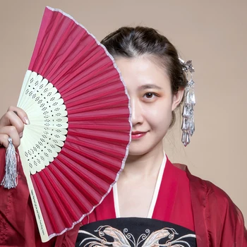 

10Pcs/lot Folding Elegant Silk Hand Fan With Gift Bag Wedding Favors Party 21cm Personalized Hand Held Bamboo abanicos para boda