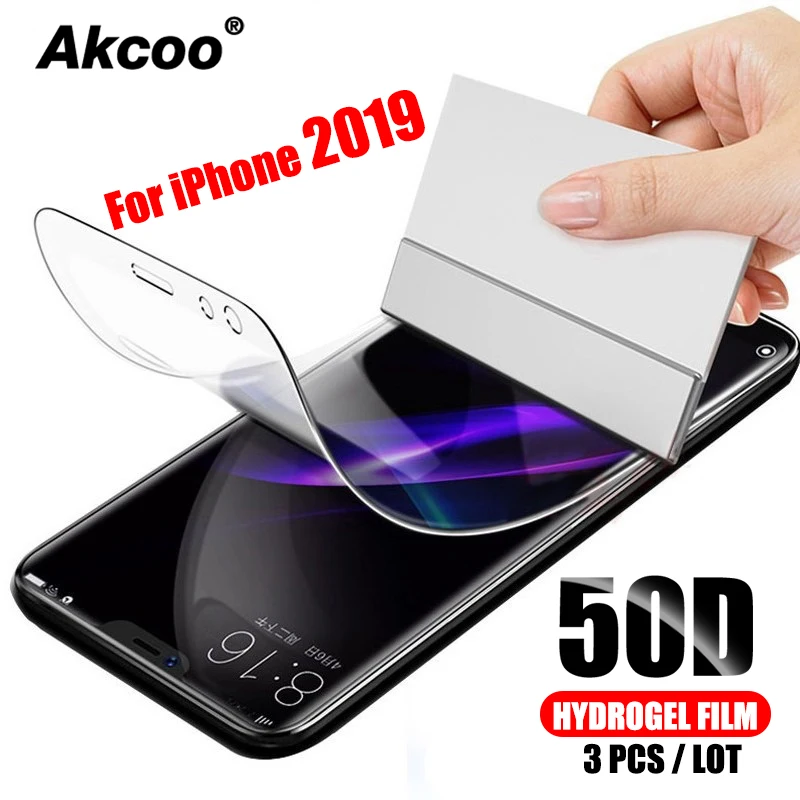 Гидрогелевая пленка Akcoo 50D для iPhone 11 Pro Защитная экрана легкая в установке 6s 7 8 Plus XR