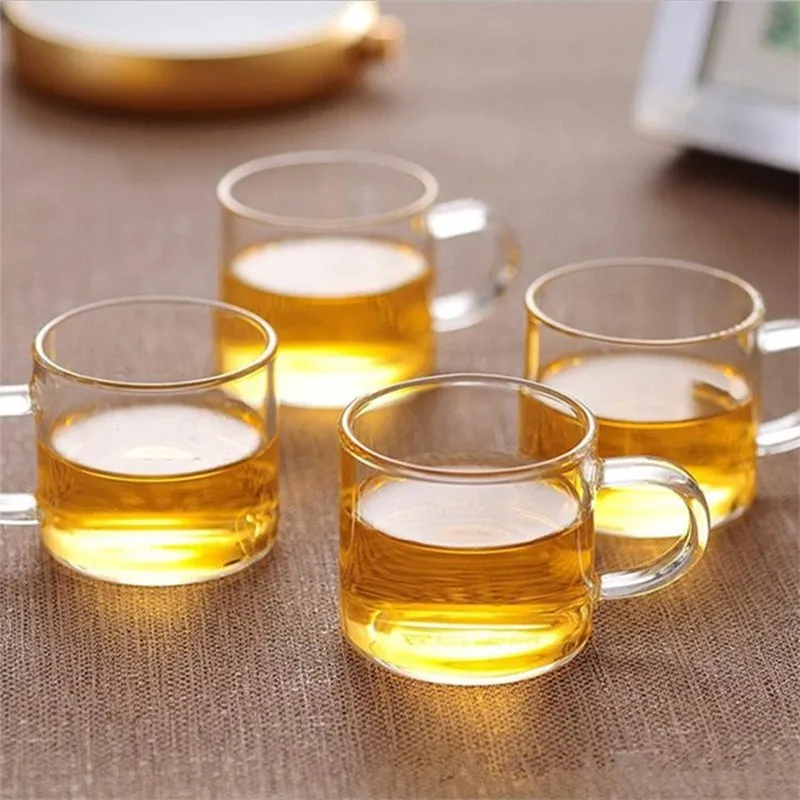 

Glass Cups Espresso Coffee Mugs Shot Glass Tea Cups With Handle Whisky Liquor Wine Mugs Transparent Heat Resistant Drinkware