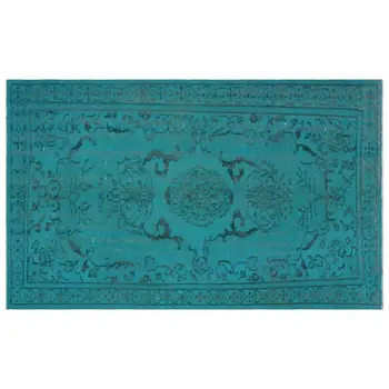 

Handmade Turquoise Vintage Overdyed Turkish Area Rug 166x270 Cm-5'5''X8'10''