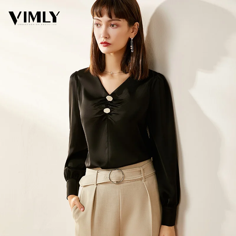Vimly Offce женская шифоновая блузка с v образным вырезом рубашки женские элегантные