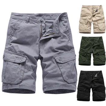 

Newly Fashion Mens Casual Cotton Cargo Shorts Solid Beach Short Pants for Summer FIF66