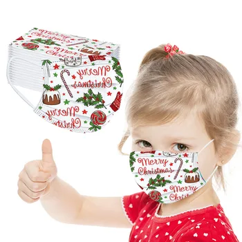 

50pc Christmas Child Mask Non-woven Disposable FaceMask 3 ply Protection Mouth Masks Ear Loop Elastic маска mascarillad