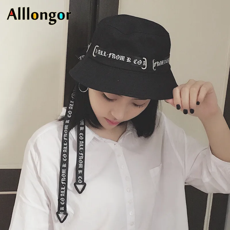 Fashion 2020 Summer Unisex Black White Bucket Hat Women Men Panama Letter Print Bob Femme fishing fisherman hat Cap Hip Hop