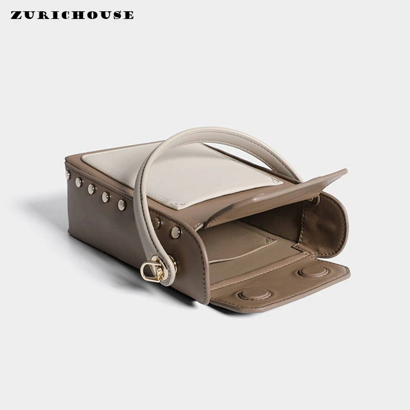 

Unua amo Brand Genuine Leather Handbags Women Fashion Panelled Exterior Design Chain Shoulder Bag Small Square Box Totes Bags