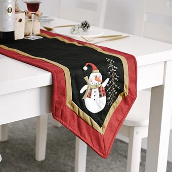 

Christmas Table Runner Mat Christmas Tablecloth Flag Home Party Decorative Santa Claus Tapestry Red Table Runners