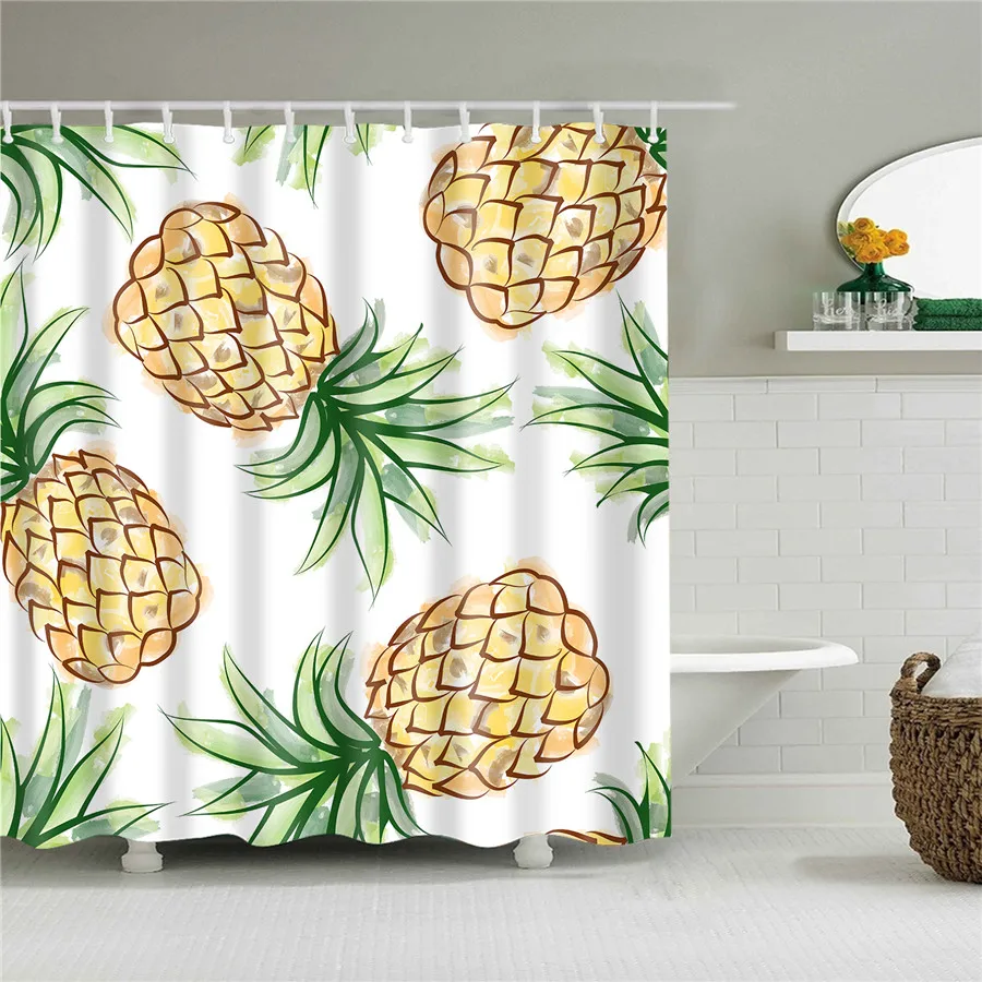 Декоративный цветок ананас ткань занавеска для душа занавеска для ванной комнаты s водонепроницаемый полиэстер украшение для ванной комнаты с 12 крючками - Цвет: 2