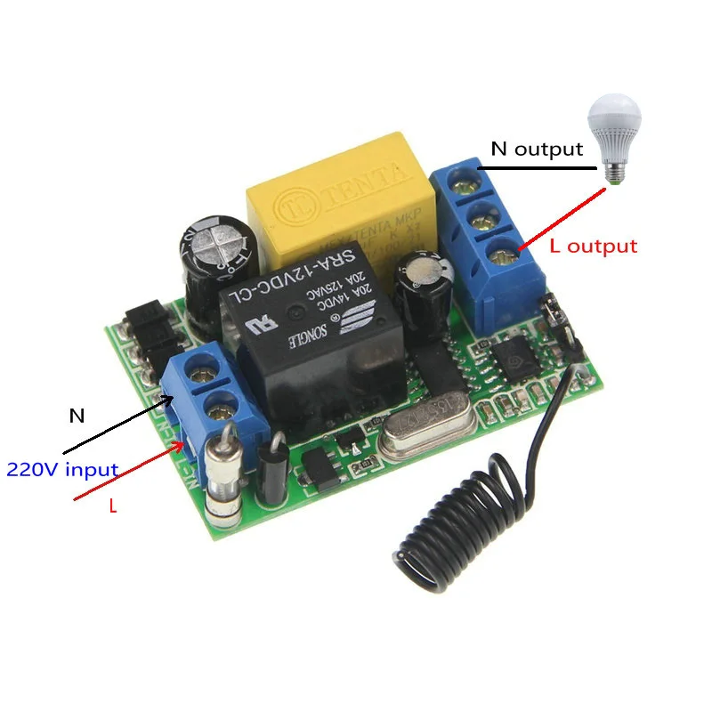 AC 220V Mini Wireless RF Remote Control Light Switch 10A Relay 1CH Receiver Module+Transmitter