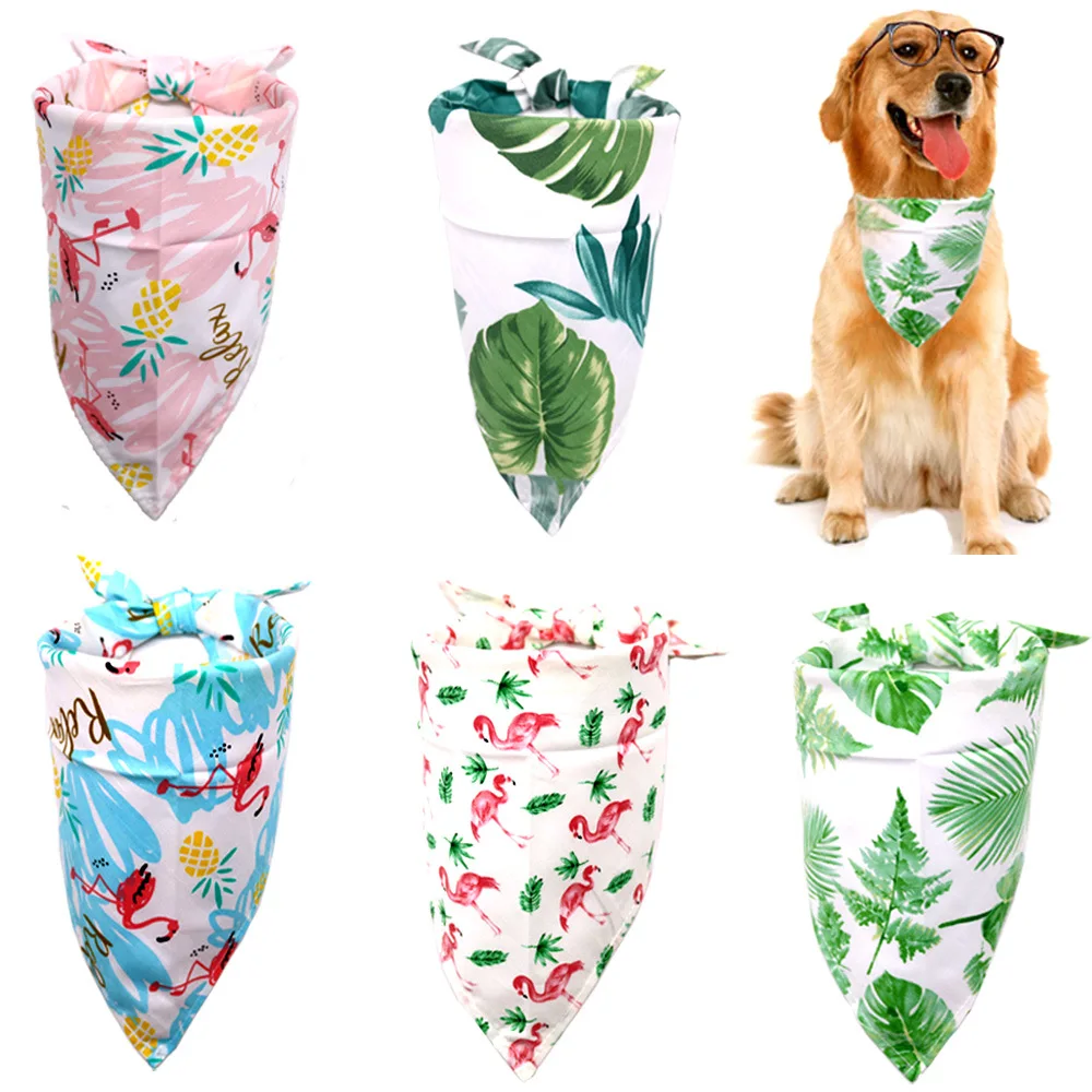 Adjustable Pet Dog Print Bandana Bibs Cotton Washable Pets Scarf Waterproof Saliva Towel For Small Medium Large Dogs Accessories