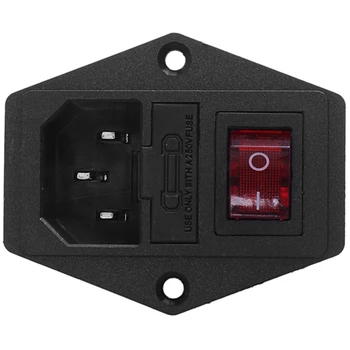 

3 Pin IEC320 C14 Inlet Module Plug Fuse Switch Male Power Socket 10A 250V
