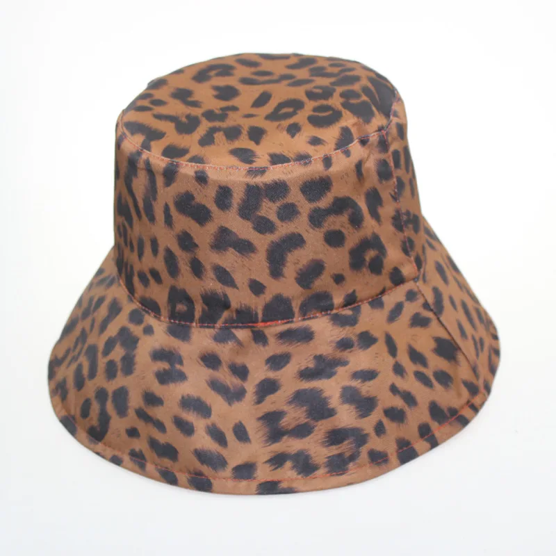 Женские леопардовые двухсторонние ведерко удобные дышащие складные пляжные плоские верхние солнечные рыболовные шляпы высокого качества плоские ведерко шляпы - Цвет: Coffee