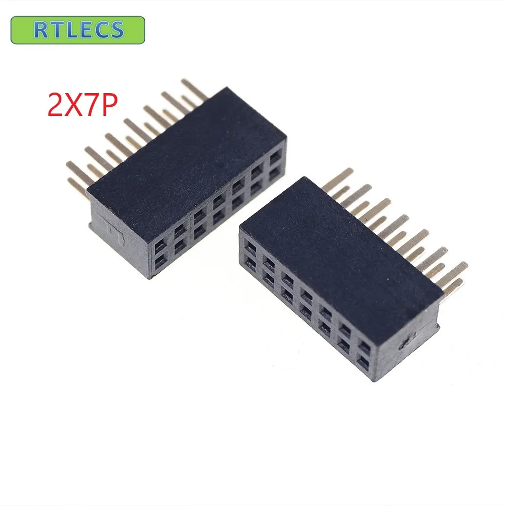 

1000pcs 2x7 P 14 pin 1.27mm Pitch Pin Header Female dual row straight through hole DIP Rohs Lead free