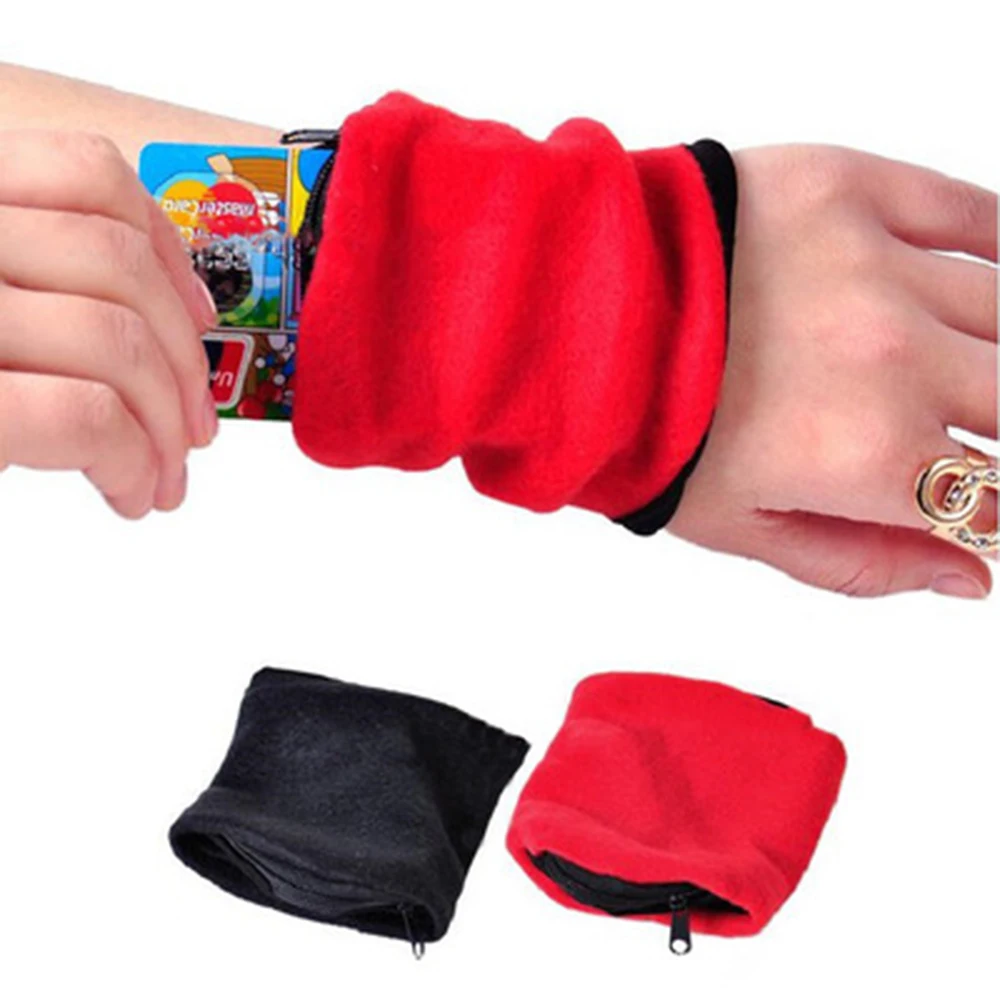 Mini monedero para la muñeca para hombre y mujer, pulsera deportiva con cremallera para Fitness, correr, gimnasio, ciclismo, monedero seguro, bolsa de algodón