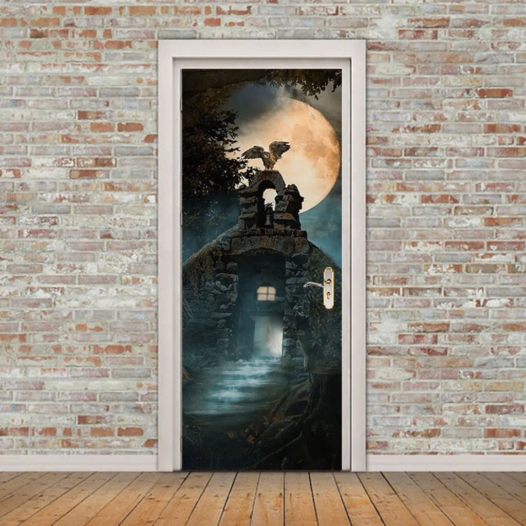 Хэллоуин Череп Зомби наклейки на дверь призрака украшение дома 38,5x200 см x 2 шт. Хэллоуин украшение натальные искусство природа домашний декор
