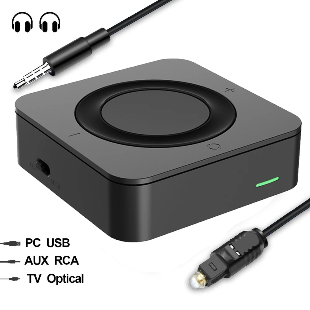

Dual Connection Bluetooth 4.1 SPDIF Optical RCA Aux 3.5mm Music Transmitter Receiver A2DP Wireless home stereo audio TV Adapter