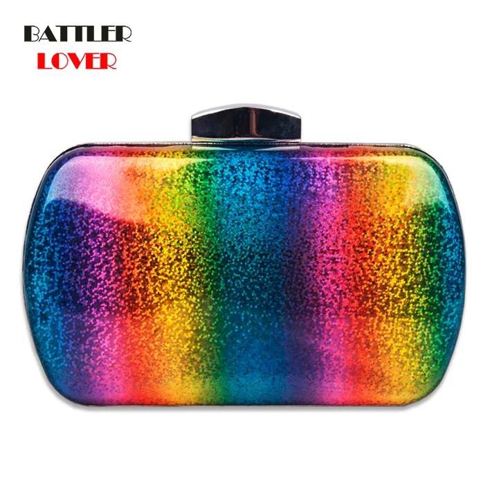 Women Laser Handbags INS 2020 Popular for Female Top-handle Bags Fashion Satchels Lady Designer Exquisite Rainbow Clutches