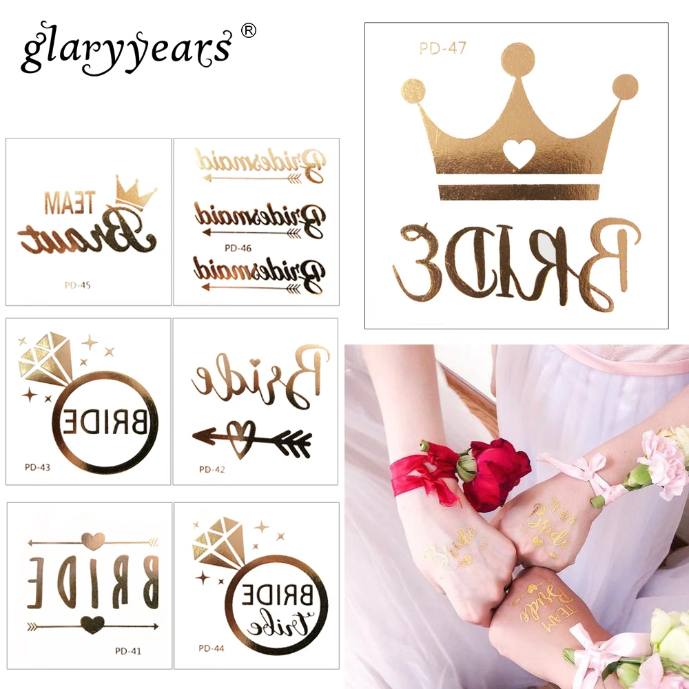 glaryyears 1 Sheet Metallic Temporary Tattoo Sticker Hot Fake Flash Waterproof Fashion Small Body Art Woman Wedding Party XPD | Красота и