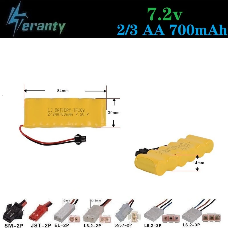 Upgrade 7.2v 700mah NiCD Battery For Rc Toys Cars Tanks Trucks Robots Guns Boats 2/3AA Rechargeable 1pcs to 10 pcs | Игрушки и хобби