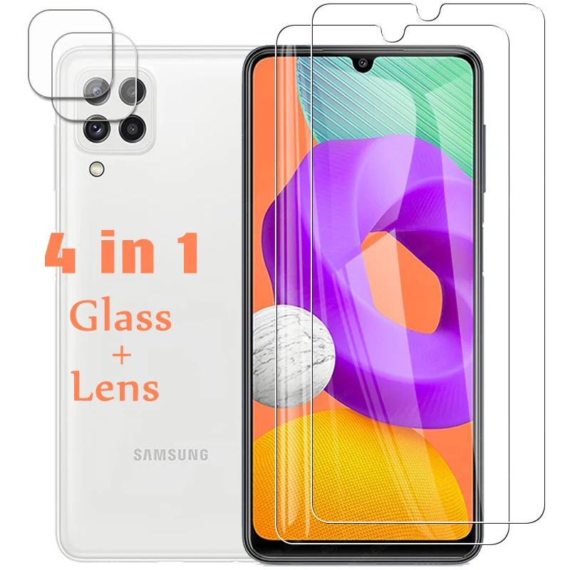 Vetro Temperato 4 In 1 Per Samsung Galaxy M22 Pellicola Protettiva Per Schermo Per Samsung M22 M02 M02S M12 M62 M32 5G Vetro