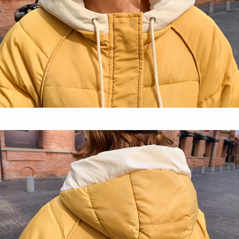 Модные зимние пуховики с капюшоном Женская куртка пальто женские пуховые хлопковые Обрезанные штаны узкого кроя куртка хлеб модная свободная одежда из хлопка