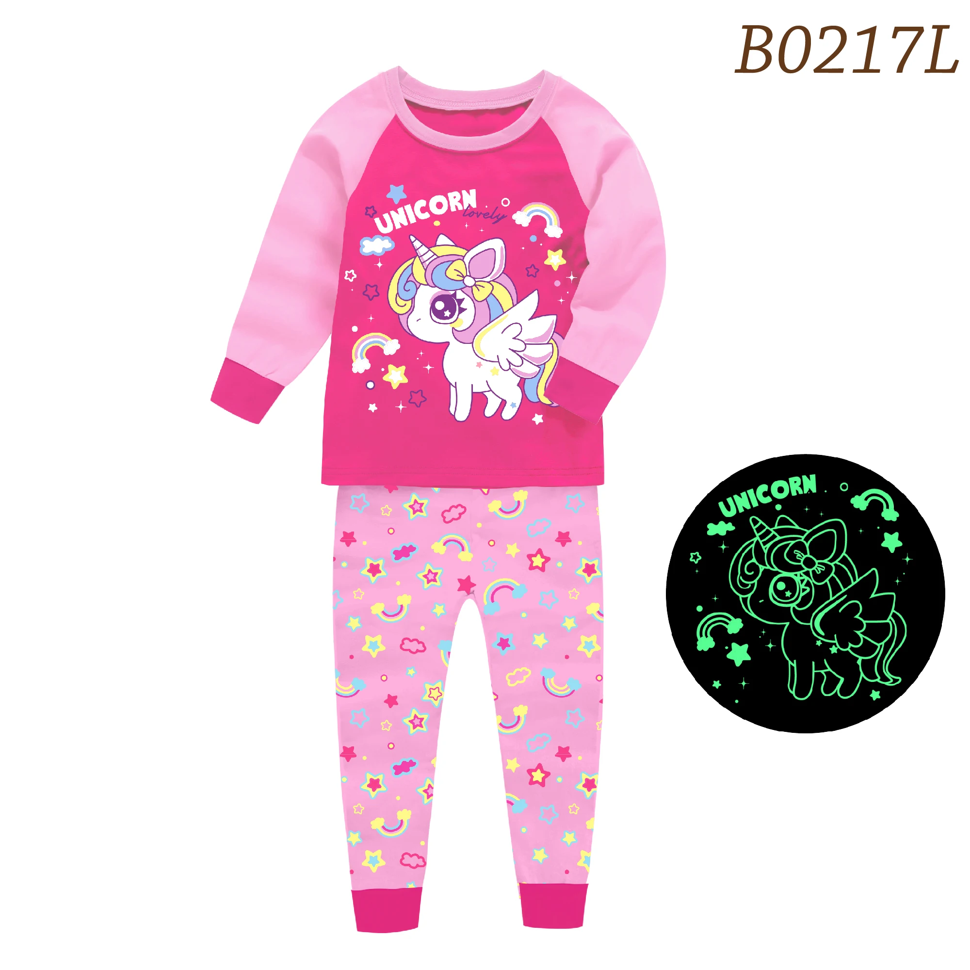 Sleepwear & Robes comfortable Children's Pajamas Cute Cartoon Sleepcoat Luminous Pattern Printed Pajama Girls Fashion Luminous Unicorn Nightgown Home Suit elegant pajama sets Sleepwear & Robes