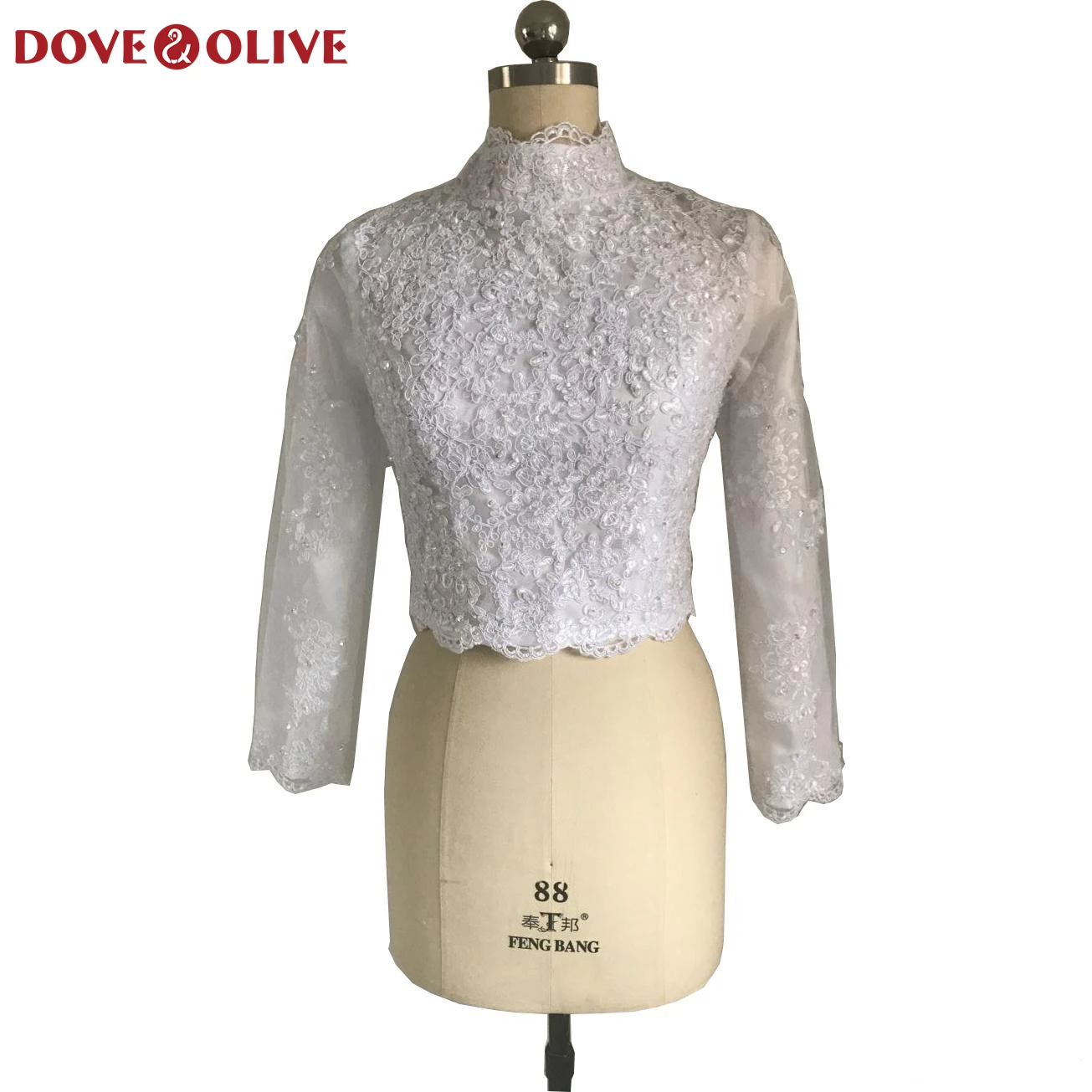 

Мусульманские свадебные пиджаки с подкладкой, пиджак с высоким воротником, цвета слоновой кости/белый, с длинным рукавом, кружевная Свадебная куртка с бисером, элегантные головные уборы, 2022