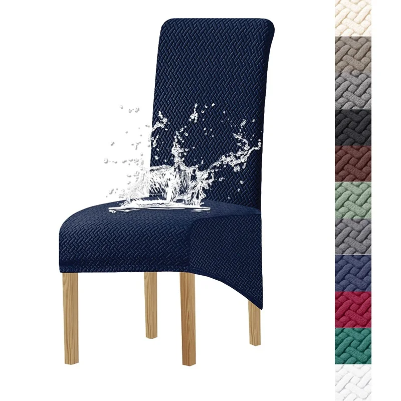 High Back Dining Chair Covers Stretch Jacquard Long Back Chair Protector Slipcover For Kitchen