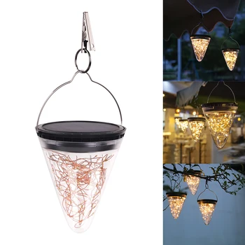 

Solar Powered Hanging Lantern Outdoor Conical Led Decorative Hanging Light Garden Lamp With Clip For Driveway Patio Courtyard
