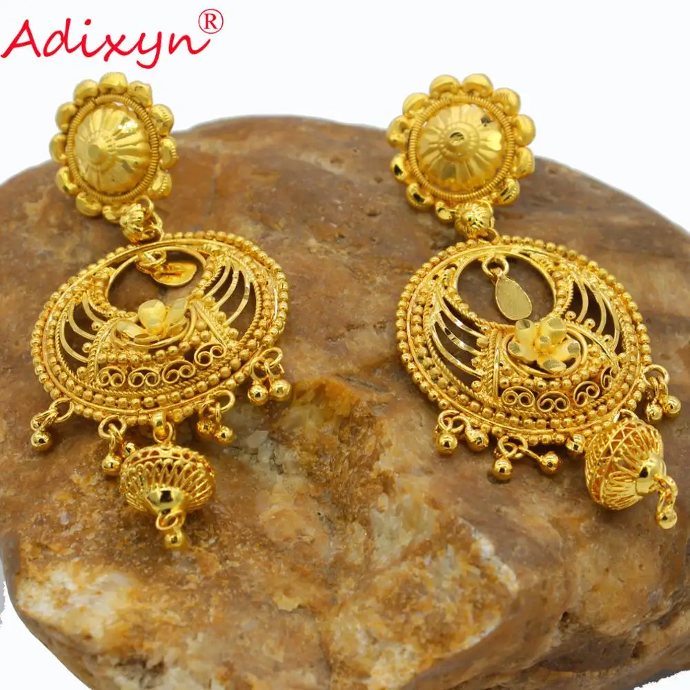 Adixyn New India Ethnic Earrings For Women Gold Color/Copper Manual Jewelry Religious Activities N10279
