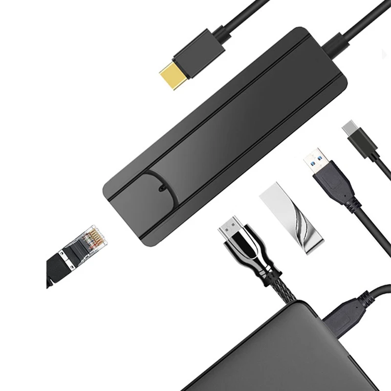 5 в 1 концентратор USB Type C к HDMI 4K USB 3,0 TF HDMI RJ45 адаптер док-станция для ноутбука мобильного телефона