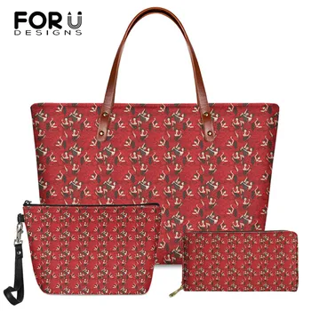 

FORUDESIGNS Red Dancing Girls Printing Women Casual Travel Bags Large Capacity Tote Bags Credit Card Holder Money Coin Bags