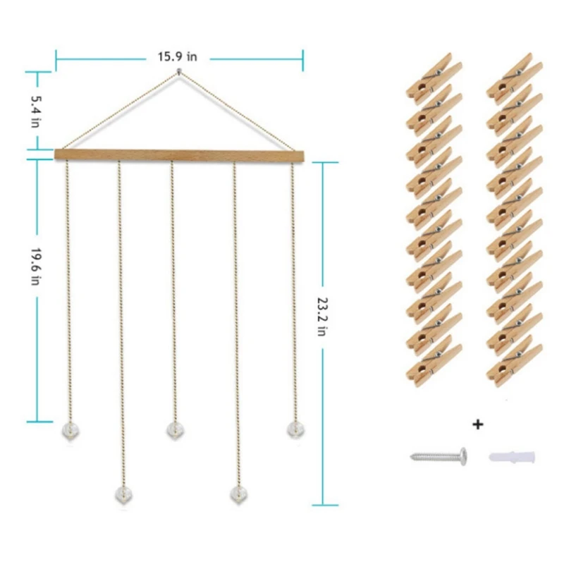 Деревянная подвесная фоторамка детская демонстрация фотографии картины держатель настенное украшение, настенное фоторамка с 20 зажимами хрустальный кулон