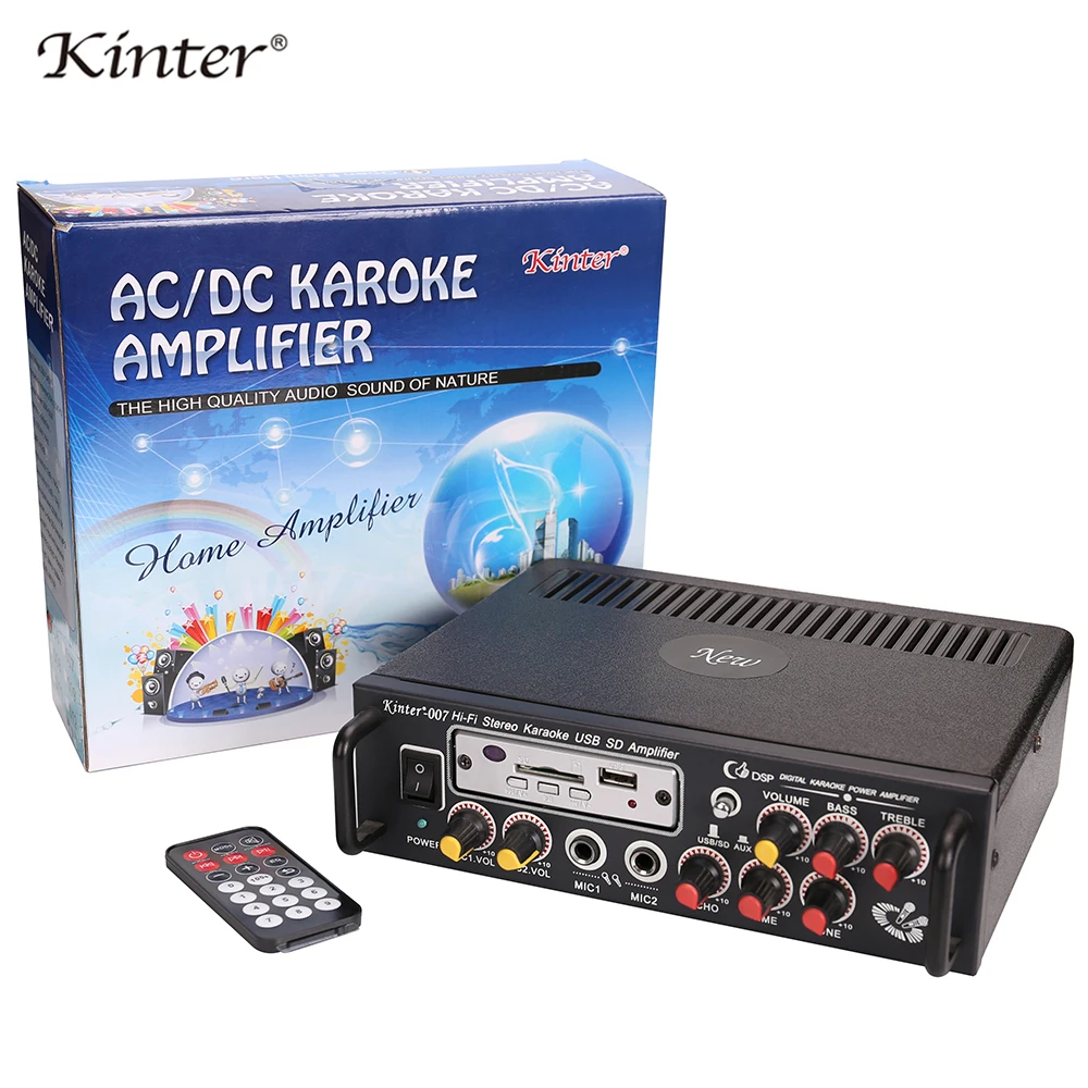 Kinter 007 караоке усилитель аудио 2.0CH 30 Вт contro bass высокие частоты музыки микрофон эхо