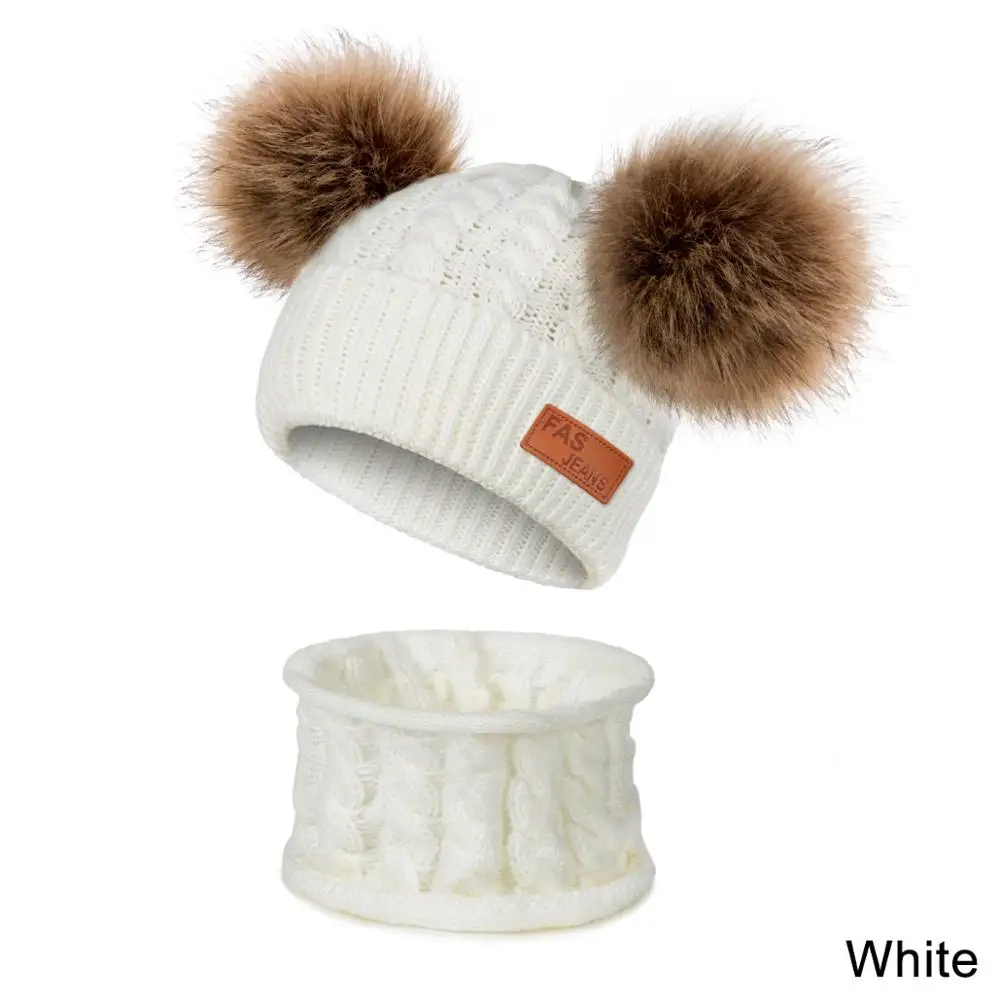 A-white YEABIU/Новинка; зимняя шапка и шарф; зимняя детская шапка; теплая шапка и снуд для девочек и мальчиков; Детский комплект из шапки и шарфа; аксессуары - Цвет: A-white