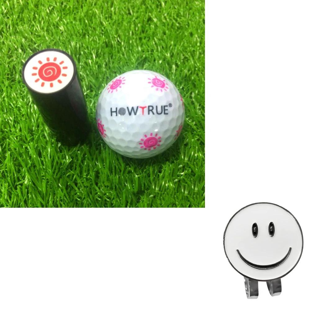 Smile Face Golf Ball Marker with Magnetic Hat Clip Golf Ball Stamper Golfer Gift Accessories for Club Giveaways Prize Keepsake