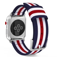 Нейлоновый ремешок в полоску для Apple Watch 5, 4, 3, 2, 1, цветные полосы 38 мм, 42 мм, для iWatch 3, 2, 1, полосы 40 мм, 44 мм, для Apple Watch