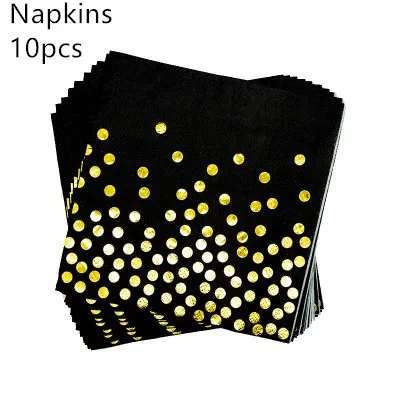 Napkin 10pcs White Gold Dot Paper Cup Plate Napkins For Happy Birthday Wedding Disposable Tableware Party Decoration Supplies - Цвет: Napkin 10pcs
